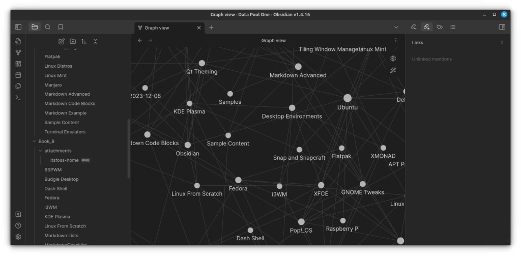 Obsidian linking notes and projects. By Hustpilot.