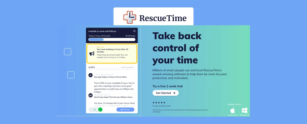 Rescuetime time tracker for solopreneurs.