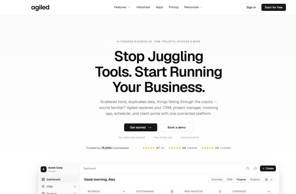 agiled home page