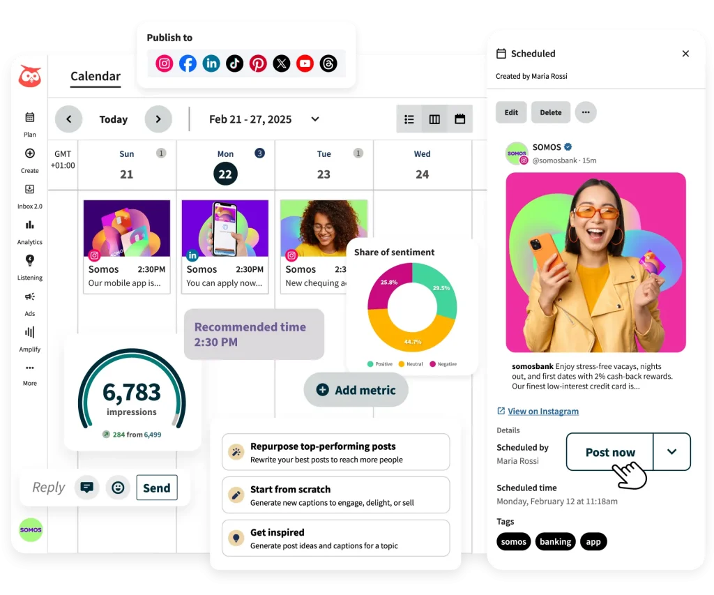 Hootsuite social media manager dashboard